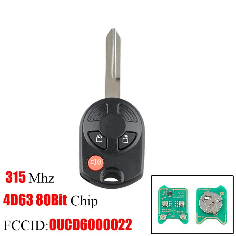 Дистанционный Автомобильный ключ 3+ 1 кнопки 4D63 80Bit чип для Ford Edge Escape Focus для Lincoln для Mazda для Mercury OUCD6000022 315 МГц