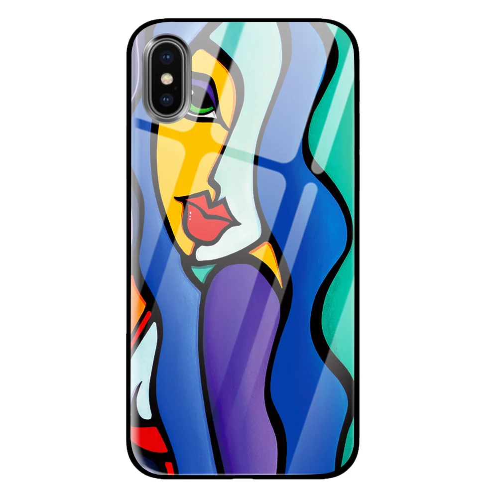 Картина Пикассо роскошный чехол из закаленного стекла для iPhone 5 5S 6 6s 7 8 Plus X XS XR 11 Pro Max - Цвет: 9