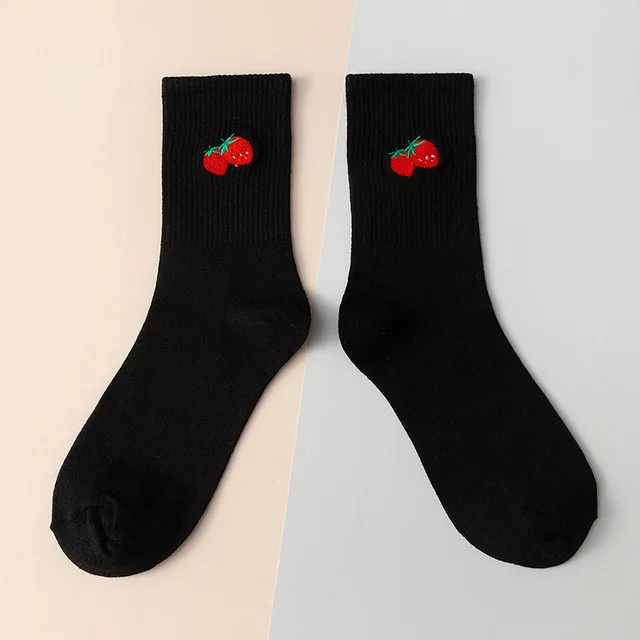 Calcetines tobilleros con bordado de frutas para mujer, calcetín de algodón, plátano, aguacate, manzana, Kiwi, Harajuku, Color amarillo, Morado, Retro Calcetines tobilleros con bordado de frutas para mujer, calcetín de algodón, plátano, aguacate, manzana, Kiwi, Harajuku, Color amarillo, Morado, Retro
