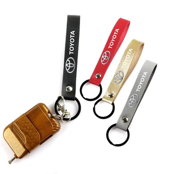 

Metal Stainless Steel Car Key Ring Leather Keychain Key Ring Chain for Toyota avensis auris hilux Corolla Camry RAV4