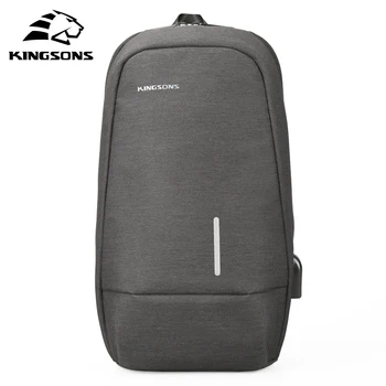 

Kingsons Male Chest Bag Men's Crossbody Bags USB Charging Small Single Shoulder Back pack For Teenager Casual Travel Bag 2020