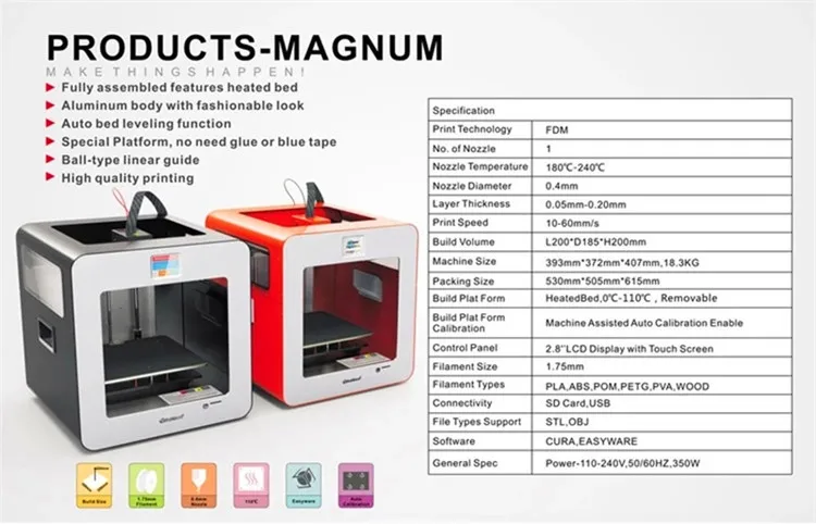 EasyThreed профессиональный высококачественный FDM 3d принтер Высокая точность автоматическое выравнивание без сборки индивидуальный класс 3D набор для печати
