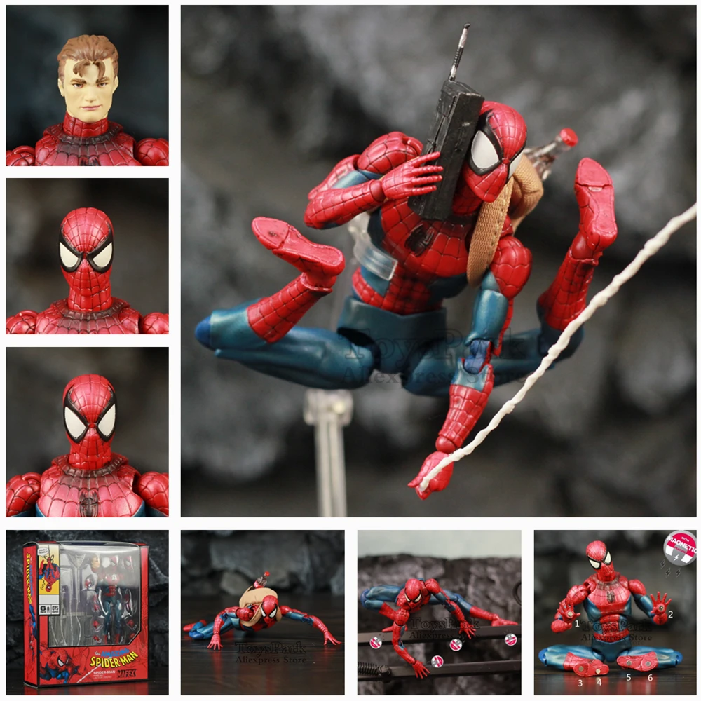 Marvel удивительный человек-паук 6 "фигурка ко Mafex 075 Comic Ver. Питер Бенджамин Паркер Человек-паук легенды игрушки Человек-паук