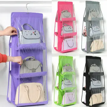 

6 Large Pockets Hanging Handbag Dust-Proof Storage Bag Wardrobe Closet Organizer