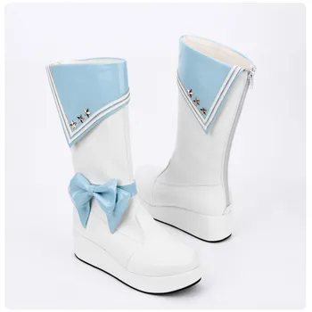 

Autumn New LOLITA Women Boots Anime Hatsune Miku Navy Style Sponge Cake Heavy-Bottomed High Boots Cos JK Uniform Lolita Shoes