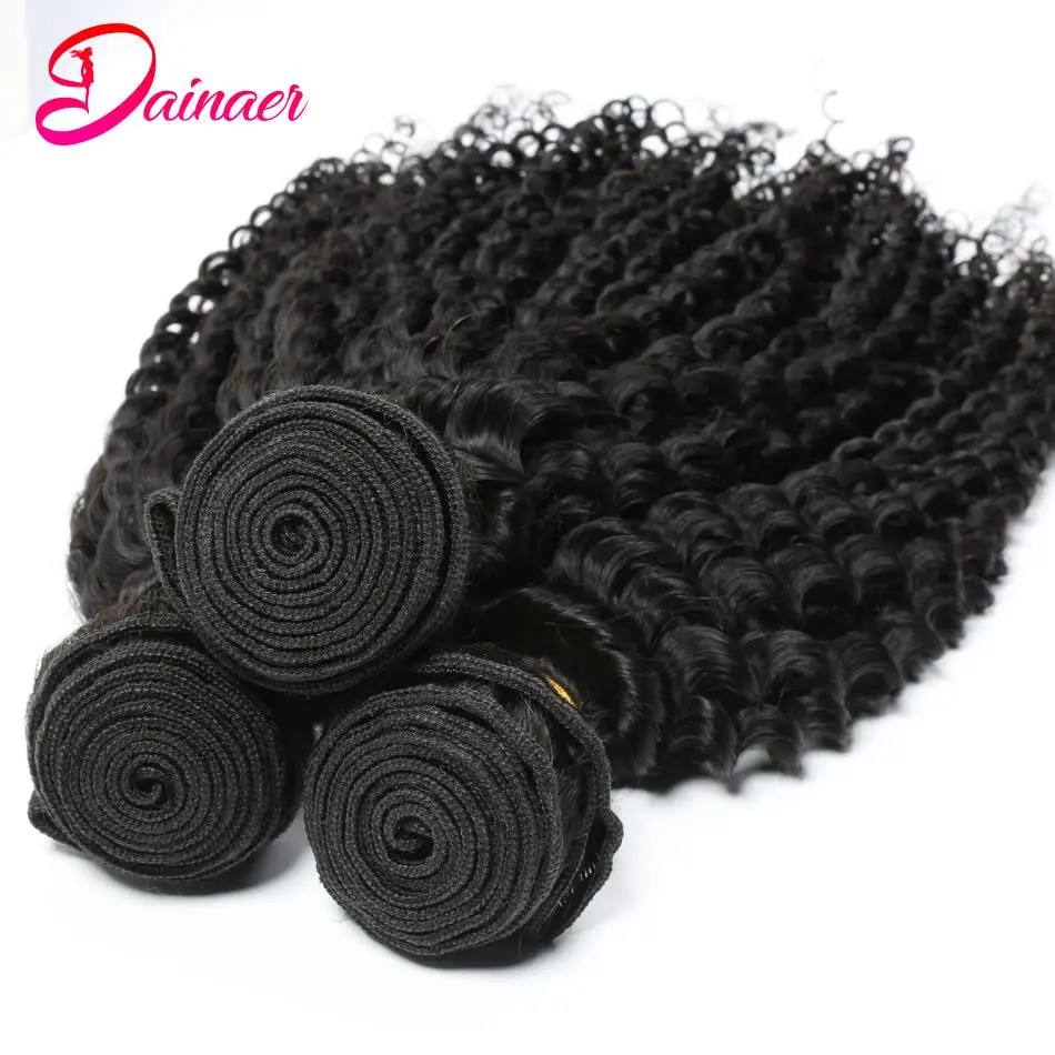 Peruvian Afro Kinky Curly Bundles Human Hair Weave Bundles 8-30Inch Natural Color Remy Hair Extensions 3/4 PCS Human