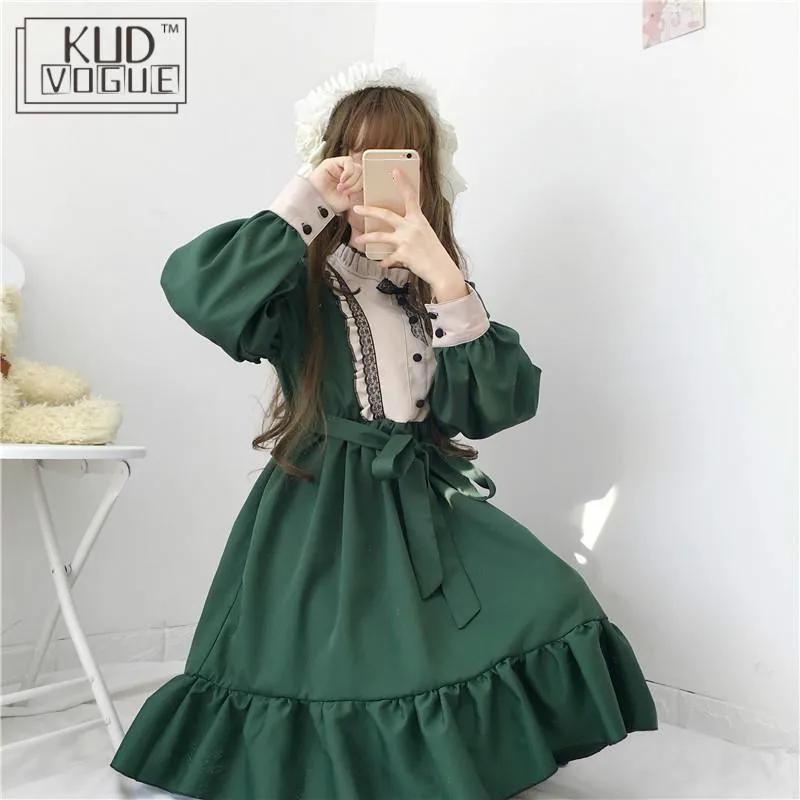 Чайные вечерние женские винтажные платья в стиле Лолиты Ulzzang Harajuku Kawaii готическое