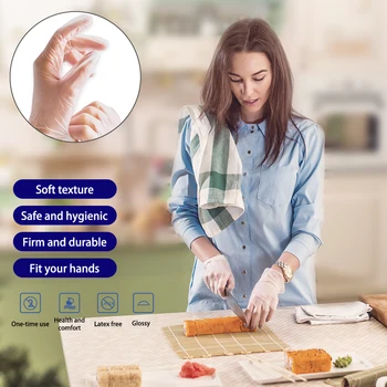 

100 Pieces Disposable PVC Gloves Transparent Universal For Cleaning Household Comfortable And Easy To Wear Left And Right Hands