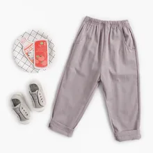 Повседневные штаны для мальчиков в Корейском стиле Новые товары на осень и зиму, детские штаны для маленьких и средних девочек, унисекс, INS T