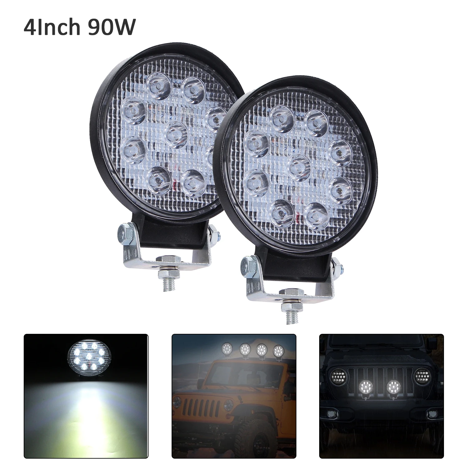 

4 inch Car LED work light Round ultra-thin 90W offroad spotlight Fog Driving light Bar headlight for Jeep,SUV Truck,Hunter NEW!