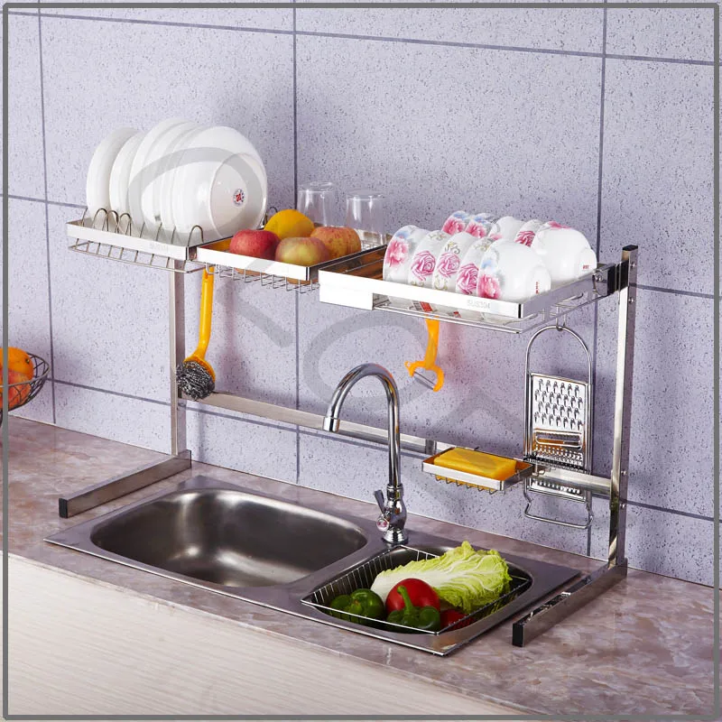 304 нержавеющая сталь решетка для слива раковины Регулируемая DIY кухонная полка для фруктов раковина блюдо сушильная подставка кухонный Органайзер