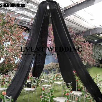 

White Ceiling Drapery Sheer Curtain Panel Roof Canopy Decoration Draping Fabric With 4" Pocket