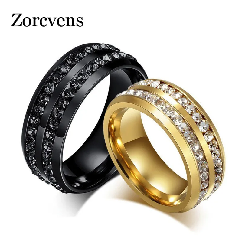 Обручальные кольца для мужчин и женщин ZORCVENS черные обручальные из нержавеющей