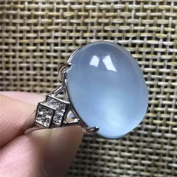 

100% Natural Blue Aquamarine Ring For Woman Lady Man Crystal 15x11mm Beads Stone Silver Fashion Adjustable Ring Jewelry AAAAA