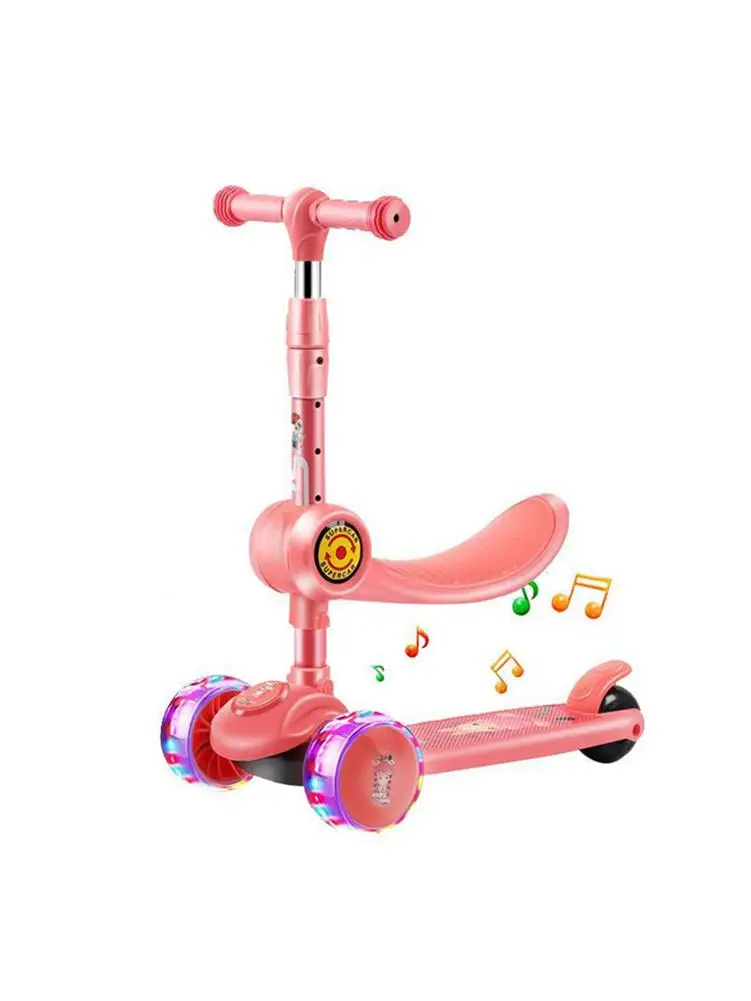 Trottinette à 3 Roues Réglables pour Enfant, Voiture d'Entraînement à la  Coordination d'Équilibre avec Siège Pliable, LED, Roues Rotatives et  Clignotantes - AliExpress