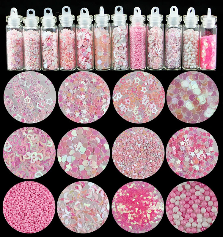 

12 Bottles/set Beauty Nail Art Rhinestones Beads Sequins Glitter Tips Eye Makeup Gold Powder Nail Stickers Manicure Decorations