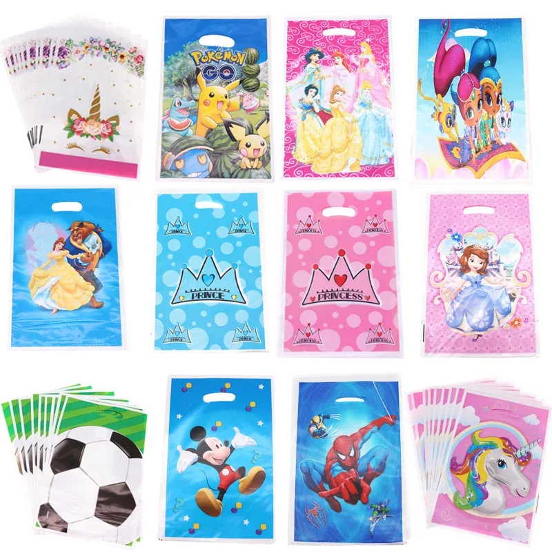 

10pcs Cartoon party gift bag Minnie Panda princess shimmer Mickey Crown Flamingo party gift decoration supplies