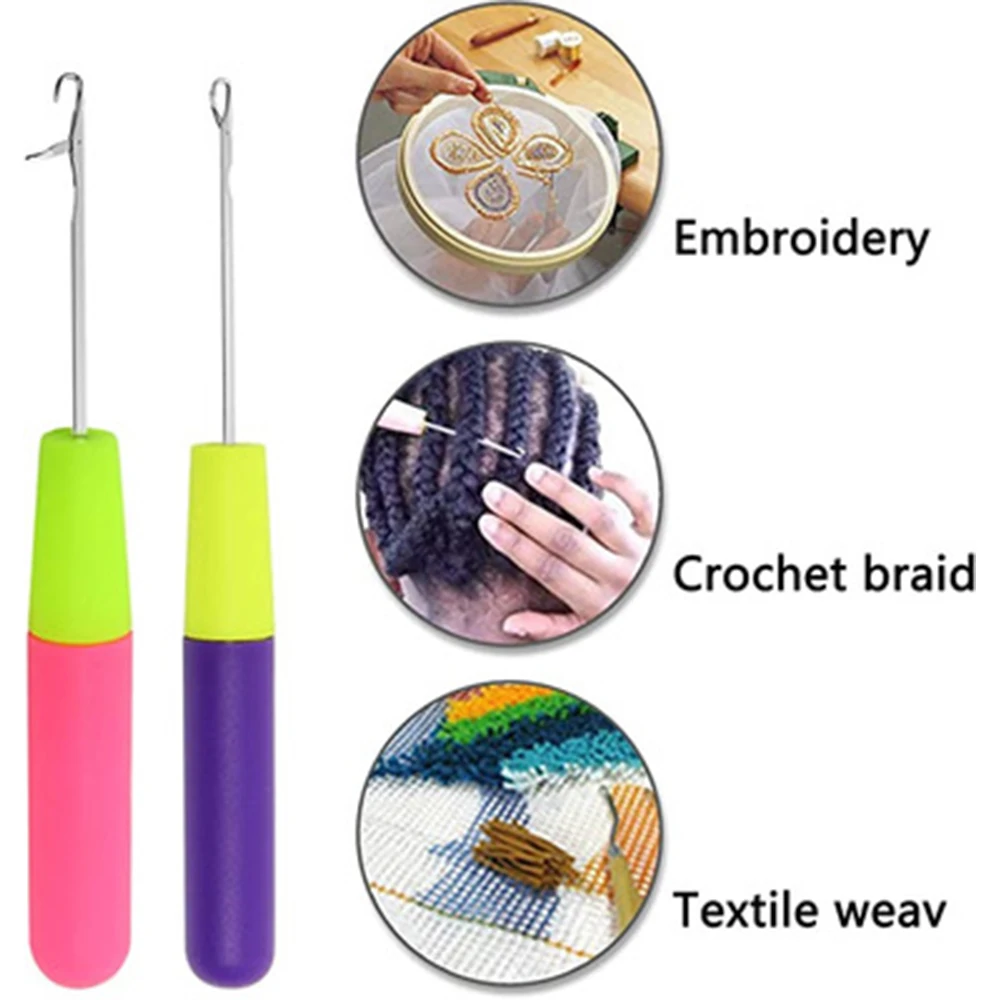 

2pcs/lot Stainless Steel Latch Hook Crochet Needle Dread-lock Knitt Hair Crochet Needle Hook Hair Weaving Hot Human Hair Tools
