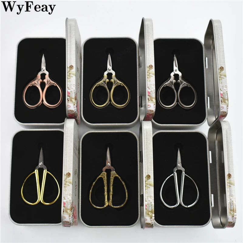 초소형 미니 가위, 레트로 포켓 앤티크 실 커터, 빈티지 DIY 자수, 크로스 스티치, 바느질 금가위, 6cm
