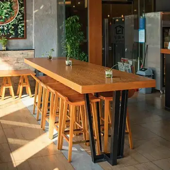 

American Solid Wood Bar Table Creative Home Leisure Water Bar Bar High Foot Table Coffee Shop Table Chair Combination