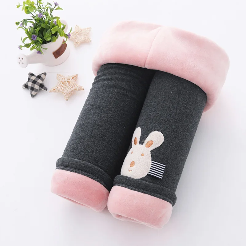 Bear grey Зимние брюки с хлопковой подкладкой для девочек, плотные, сохраняющие тепло, увеличивающие рост, утепленные детские штаны из чистого хлопка - Цвет: Bear grey