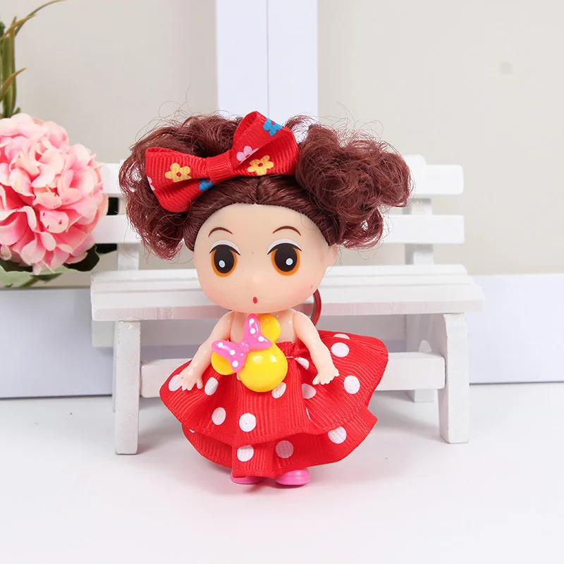 9cm Handmade Mini Colorful Princess Dolls Little Girl Doll Full Dress Doll Keychains Handbag Decoration Pendants Birthday Gifts 11