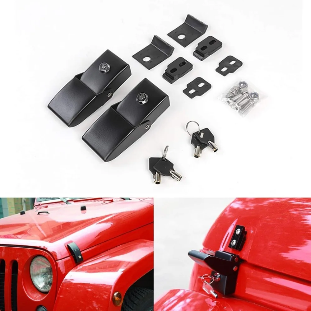 Для Jeep Wrangler Jk Jku 2007- крышка замок Пряжка с ключом безопасности автомобиля Hoodlock комплект аксессуары для модификации автомобиля