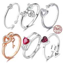 Подлинное серебро 925 пробы, сердце любовь, навсегда, более штабелируемые дешевые кольца на палец для женщин, прозрачные CZ ювелирные изделия, подарок WEU7124