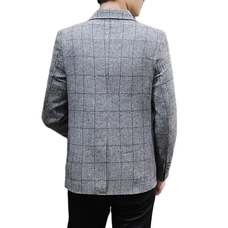 Off White Men's Plaid Suit Jacket, Spring and Autumn New Terno Masculino, Business Casual Blazer, Homme Fashion Slim Coat