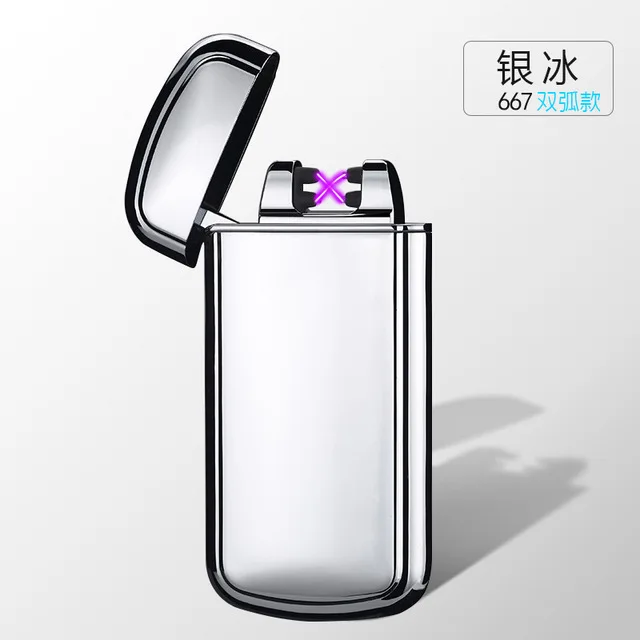 Skeleton Shaking Ignite Dual Arc Cigarette Lighter USB Rechargeable Electronic Plasma Arc Lighter 3D Carving Horse Eagle Gadgets - Цвет: White