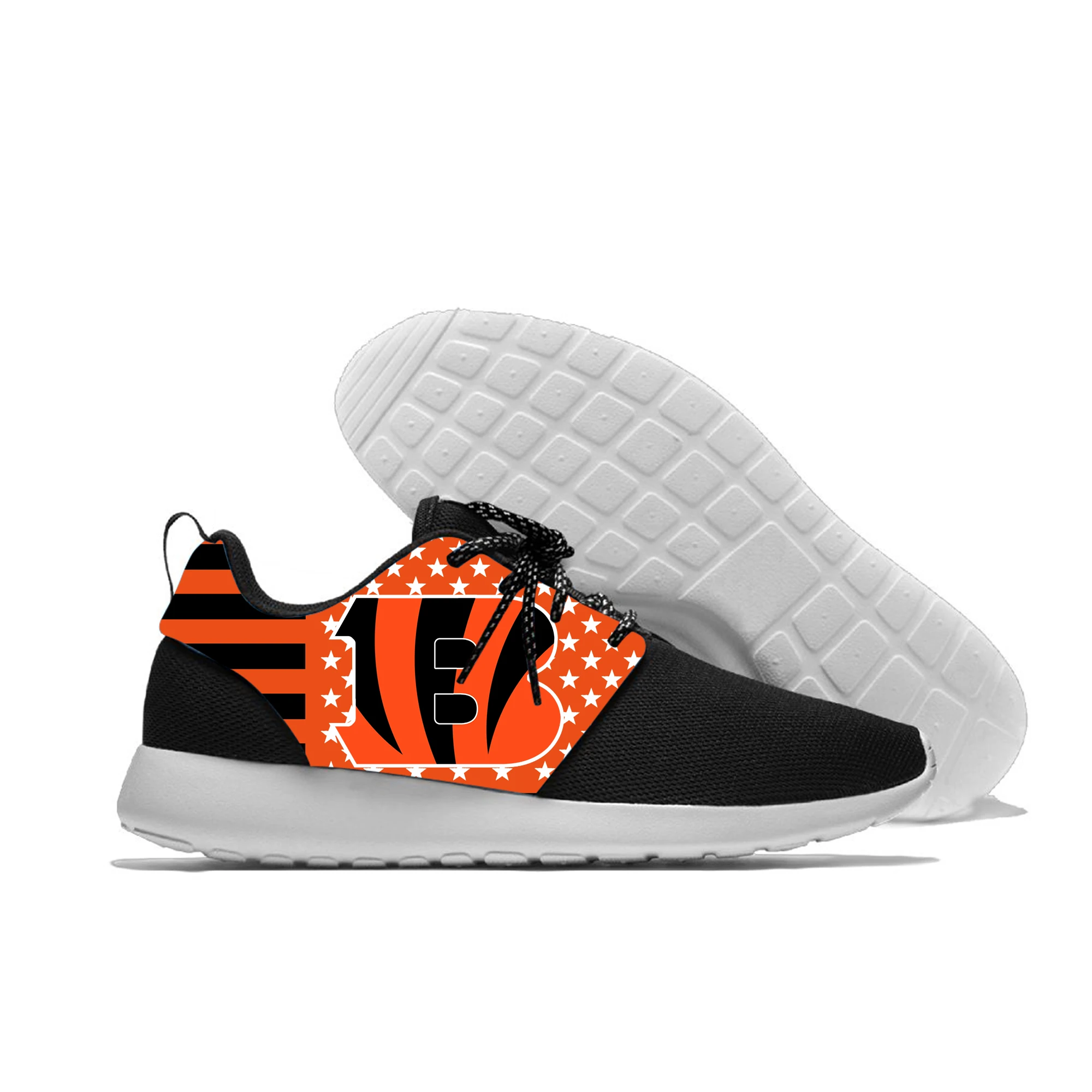 

Male Running Shoes Bengals Logo Print Men Mesh Lac-up Men Shoes Cincinnati Football Fans Comfortable Breathable Walking Sneakers