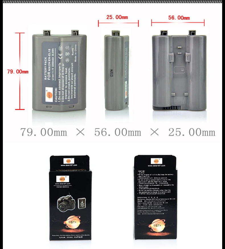 3200mAh 11,1 V 35,5 WH EN-EL18 ENEL18 DSTE DSLR декодированный литий-ионный аккумулятор для камеры Nikon D4 D5 для D800 D810 D850 D500