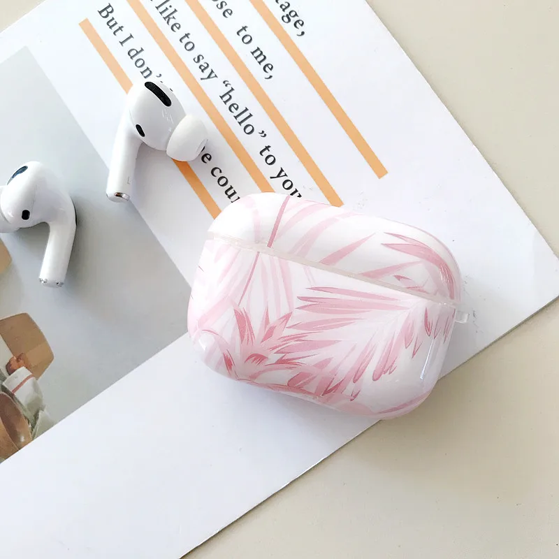 Тропические растения и листья лелеют IMD сумки для Apple Airpods Pro беспроводной Bluetooth Earpods чехол Coque Etui для Airpods Pro Fundas - Цвет: pink leaves