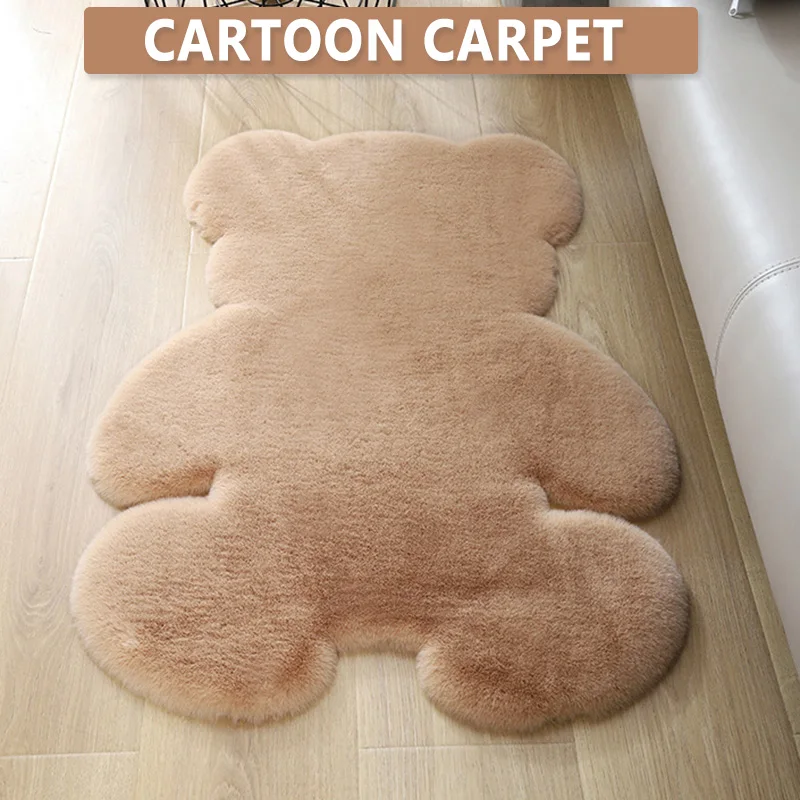 Soft Area Rug Fluffy Cute Rug Special Bear Shape Shaggy Rug For Bedroom