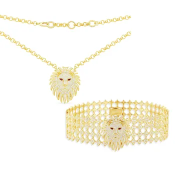 

Kakany 2020 New High-quality Golden Yellow Lion Ornament Wine Red Zircon Adjustable Necklace Female Fashion Charm Party Jewelry