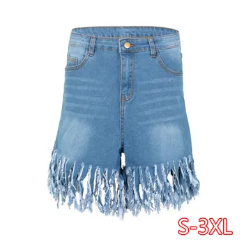 

Tassel Jeans Shorts Women 2020 Summer Elastic High Waist Cotton Jean Short Plus Size Sexy Denim Shorts Sexy Club