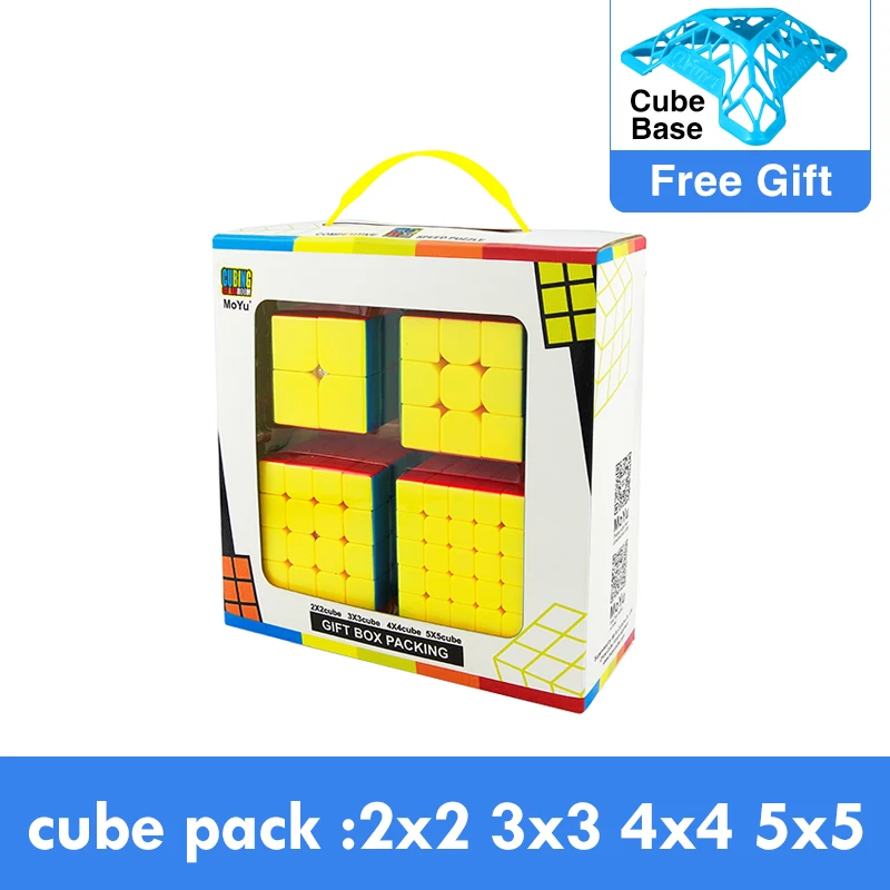 Набор из 4 скоростных кубиков Moyu MofangJiaoshi 2x2 3x3 4x4 5x5 набор волшебных Meilong Qiyi