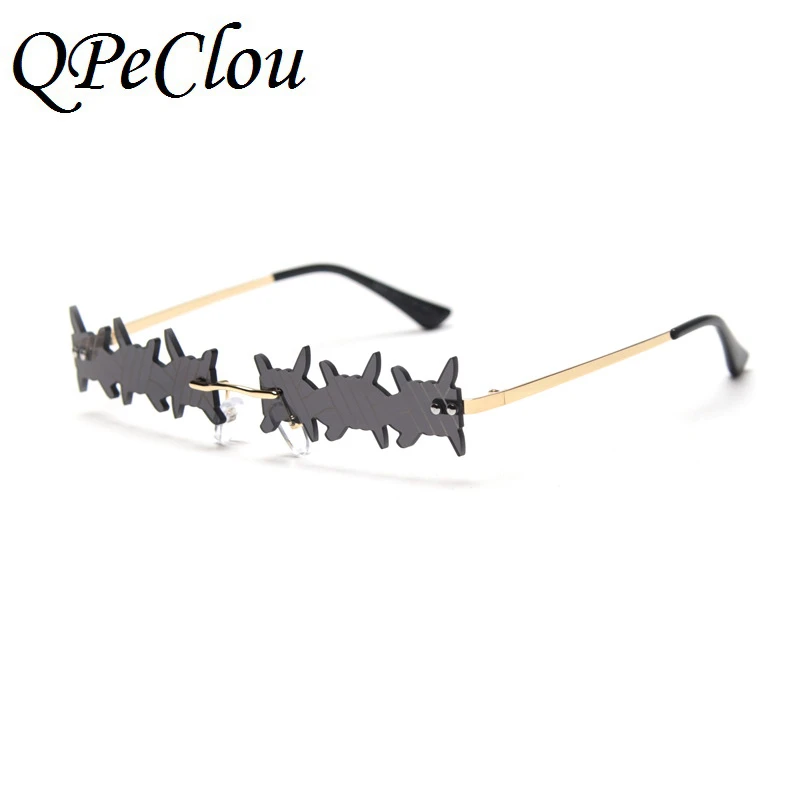 

QPeClou 2020 New Fashion Funny Small Color Masquerade Glasses Women Rimless Unique Knot Sunglasses Men Cool Party Sun Glasses