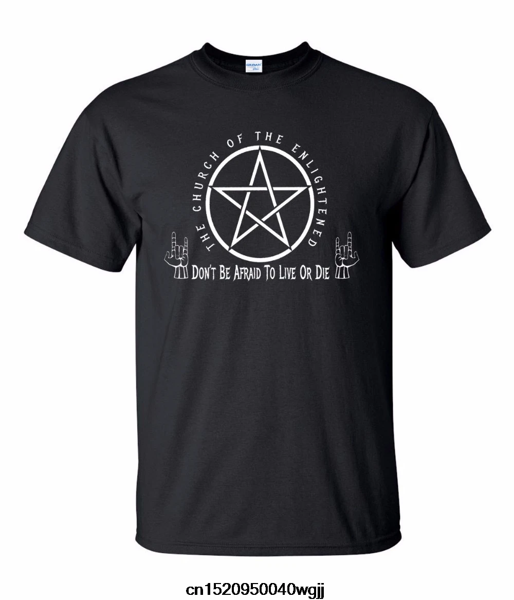 High Quality Male T-Shirt Pentagram Tee Shirt Gothic Satanic Devil Worship Atheist Enlightened Men'Sbrand Clothing | Мужская одежда