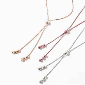 

Simple Small Silver Bead Tassel S925 Sterling Silver Necklace Female Clavicle Chain