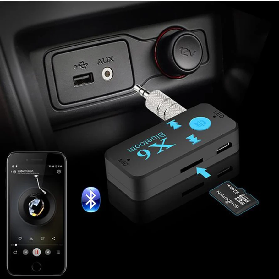 

Bluetooth Receiver Audio Receiver AUX 3.5mm Car Speaker TF Card Playback Function adapter wireless handsfree calling Energy save