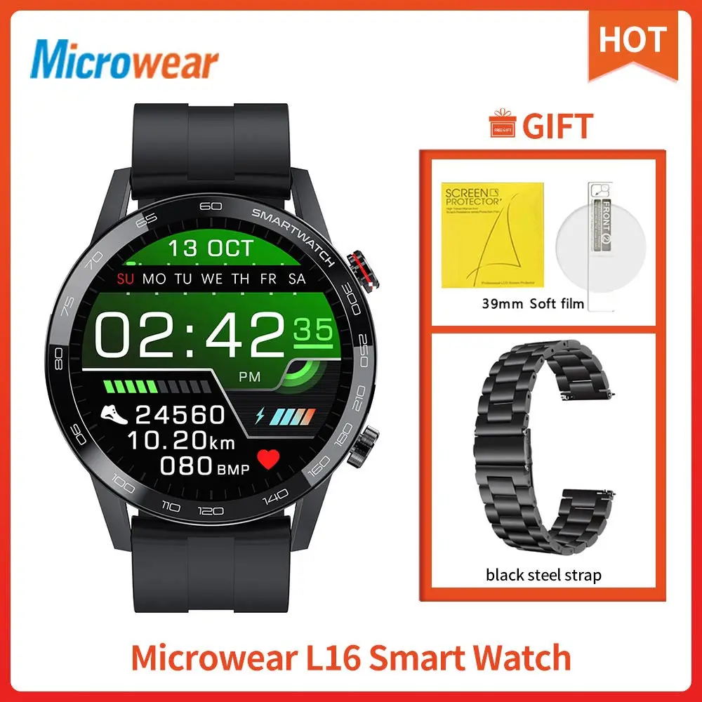 Microwear L16 Смарт часы Bluetooth вызова ЭКГ кровяное давление кислорода/Давление 360 * 360IPS