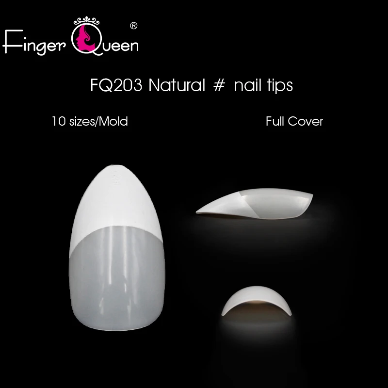 natural Fingerqueen, 500 шт, профессиональные накладные ногти, Длинные балерины, полная половина акриловых кончиков для ногтей, острые накладные ногти FQ203 - Цвет: natural
