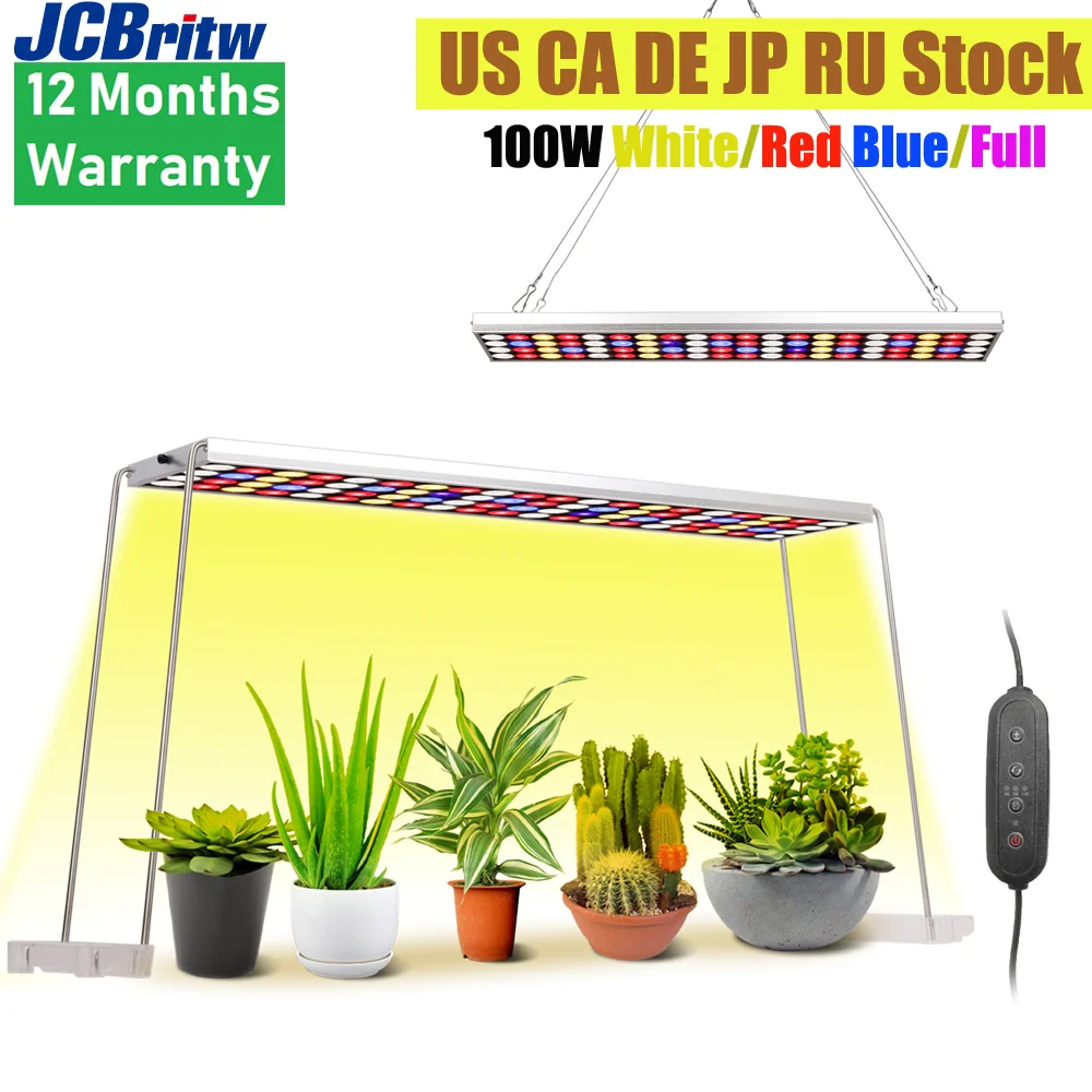 100W LED Grow Light Strip Full Spectrum Auto ON & Off Timer for Indoor