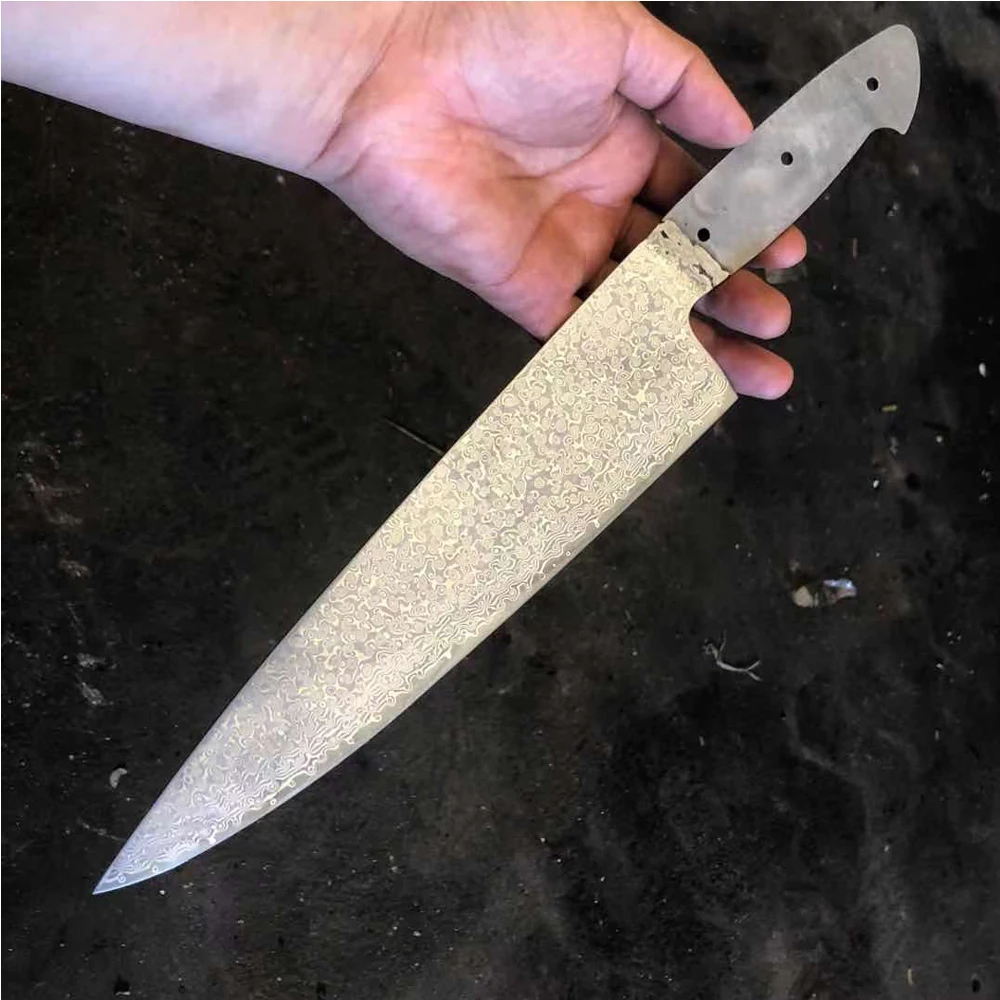 Дамаск 8 дюймов DIY нож пустой 9CR18MOV из нержавеющей стали с фиксированным лезвием