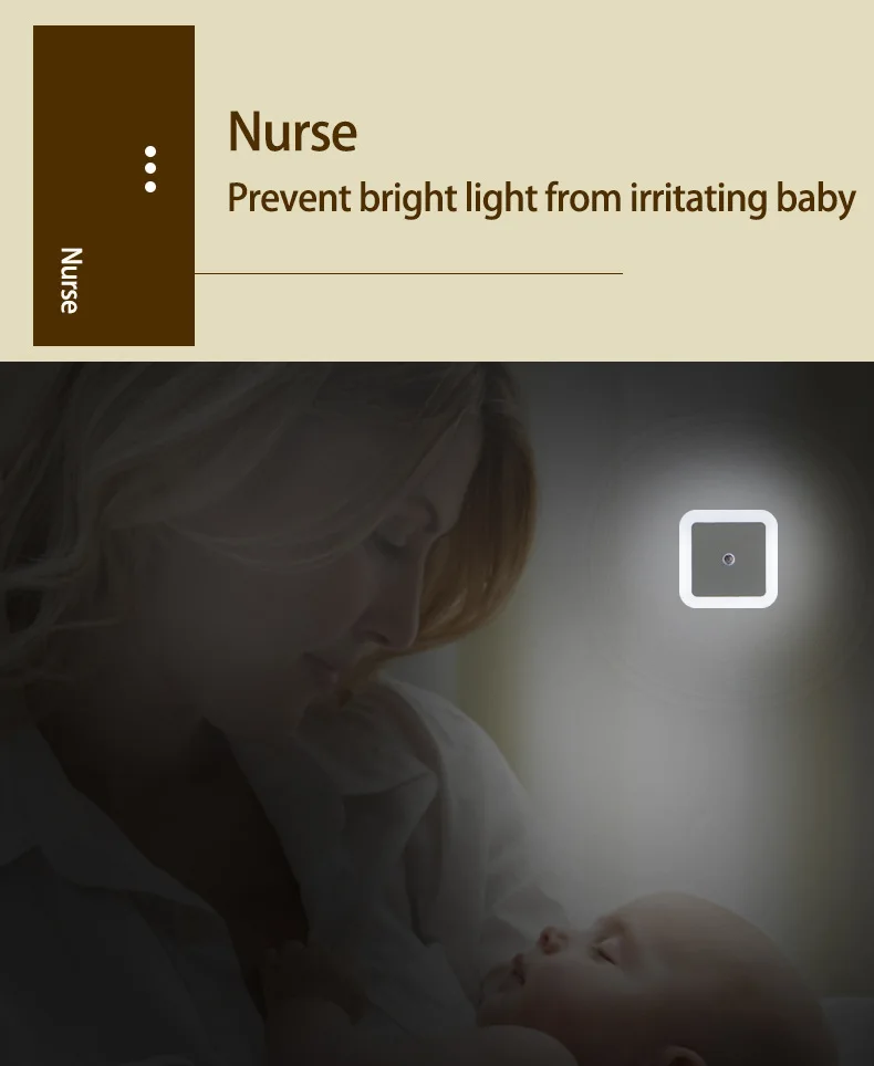 portable night light Square Smart Sensor LED Night Light Wall Socket Light 0.5W Bedroon With EU/US/UK Plug In Baby Nursery Atmosphere Light nite light