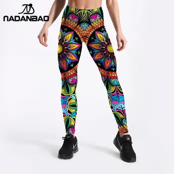 

NADANBAO Multicolor Mandala Woman Leggings For Fitness Sporting Pants High Elastic Leggins Workout Mid Waist Legin