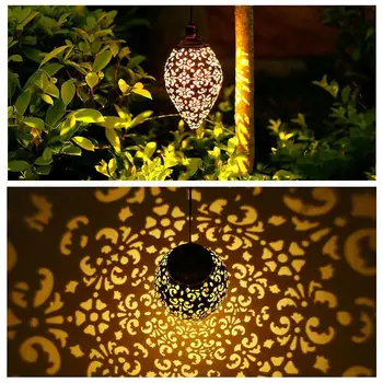 

Vintage Style Waterproof Solar Garden Light LED Hollow Sensor Outdoor Control Solar Shape Olive Lamp Powered Hanging Sensit K3V6