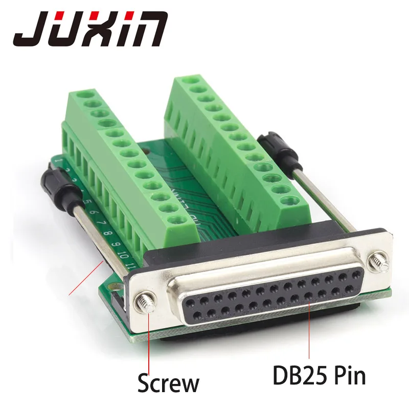 

D-SUB соединители DB25, 25-контактный штекер DB25, гнездовой адаптер, плата RS232, последовательный модуль сигнала клеммы, 25-контактные разъемы печатной платы