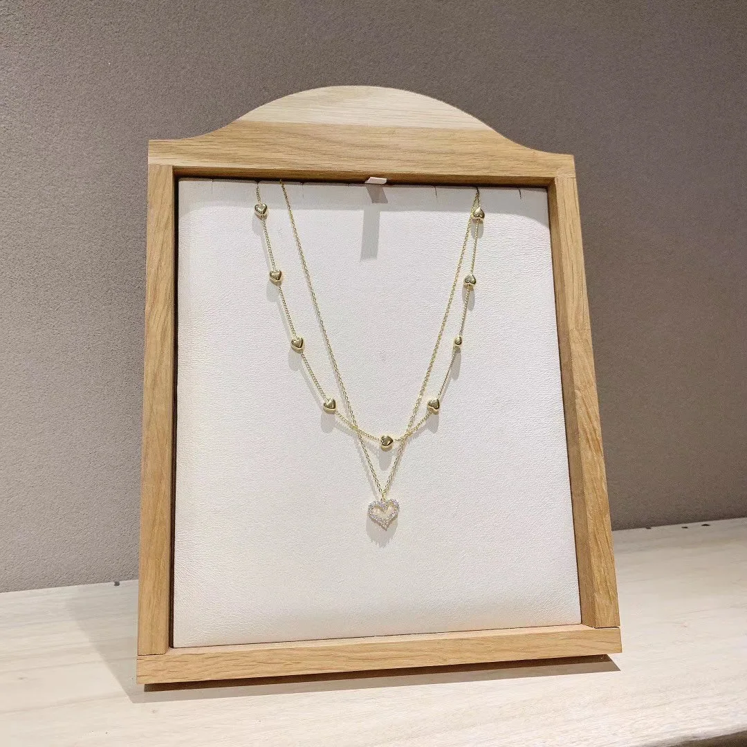 Korean new fashion jewelry multi-layer chain copper inlaid zircon love pendant cute careful shape clavicle female necklace